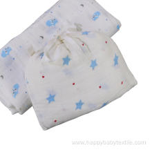 Baby Cotton Muslin Swaddle with self muslin Bag